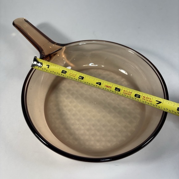 Vision Corning 7" Waffle Bottom Skillet Fry Pan Amber Glass Pyrex - Picture 4 of 7